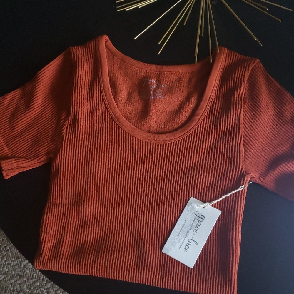 GRACE AND LACE Women's Orange RUST Top